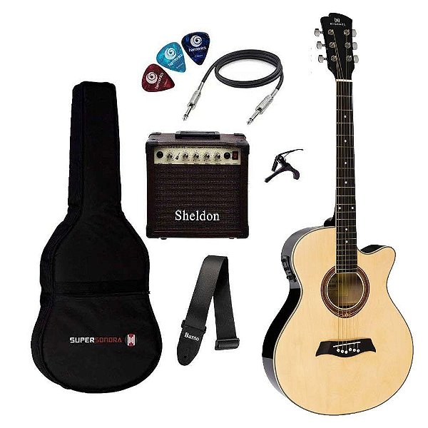 Violão Eletroacútico Michael VMA-320 Kit Completo + Cubo Sheldon VL2800