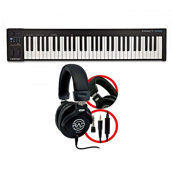Teclado Controlador Nektar Impact GX61 + Fone Profissional Rad RD-202