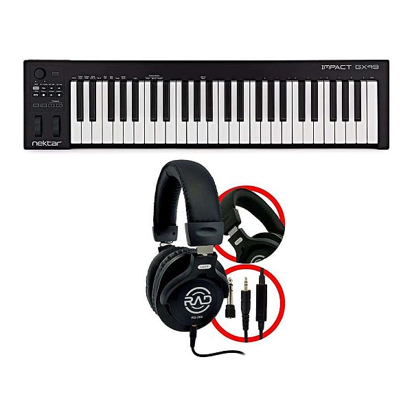 Kit Teclado Controlador Impact Nektar GX49 + Fone RAD