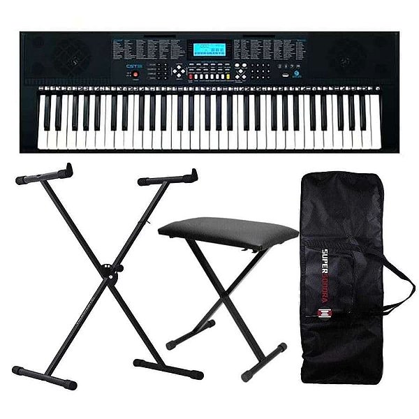 Teclado Musical Estudante CST-300 Suporte + Banqueta + Capa