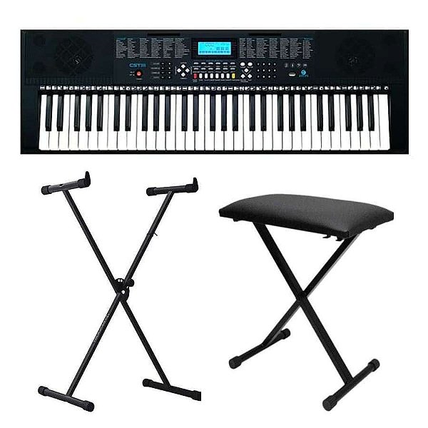 Teclado Musical Estudante CST-300 + Suporte + Banqueta