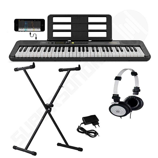 Kit Teclado Musical CASIOTONE LK S250 CASIO Teclas Iluminadas + Suporte X + Fone de Ouvido AKG