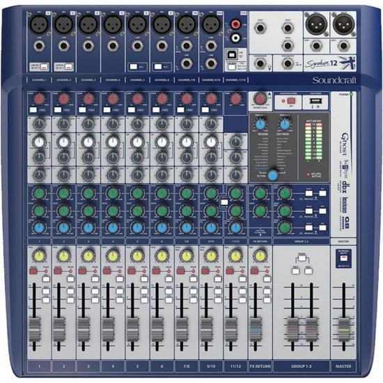 Mesa de Som Mixer SoundCraft 12 Canais Signature Azul