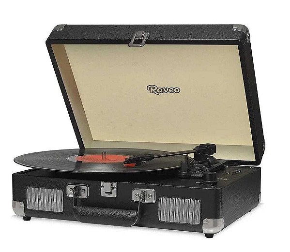 Vitrola Raveo Sonetto Chrome Preta Toca Disco Bluetooth Gravação USB