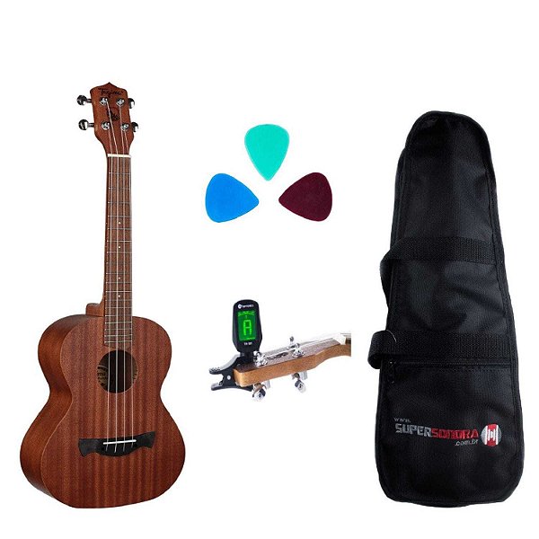 Kit Ukulele Tagima 27k Tenor Natural Fosco Acústico + Capa + Afinador + Palhetas