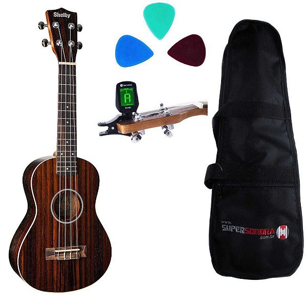 Kit Ukulele Concert SU23R Shelby + Capa + Afinador + Palhetas