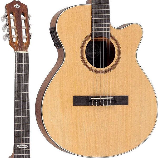 Violão Eletroacústico SL200C NS Strinberg Super Flat Fosco - Cordas de Nylon - Tarraxas Madrepérola Cromadas