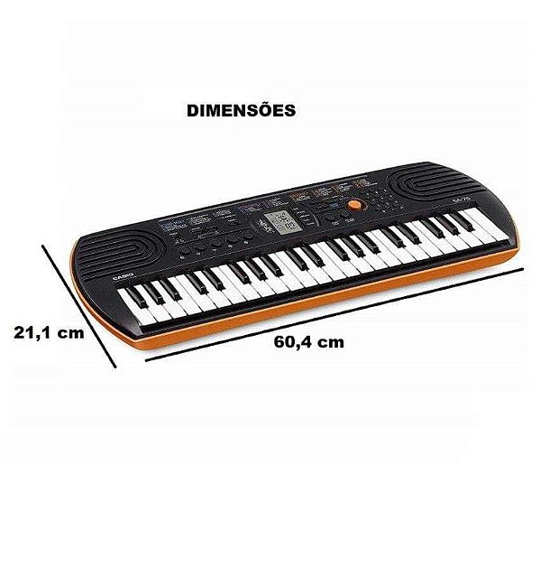 Teclado Infantil Casio Sa-76 Laranja - 44 Miniteclas - 8 Polifonias