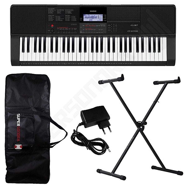 Kit Teclado Musical Ct-x700 Bivolt Casio  61 Teclas + Fonte + Suporte + Capa