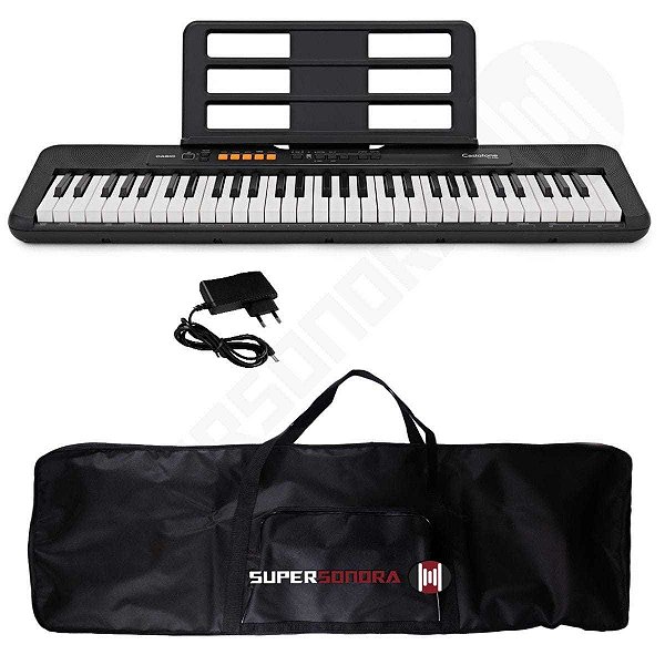 Kit Teclado Musical CASIOTONE CT-S100 CASIO Preto 61 Teclas + Capa