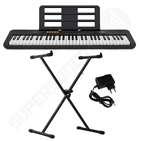 Kit Teclado Musical CASIOTONE CT-S100 CASIO Preto 61 Teclas + Suporte X