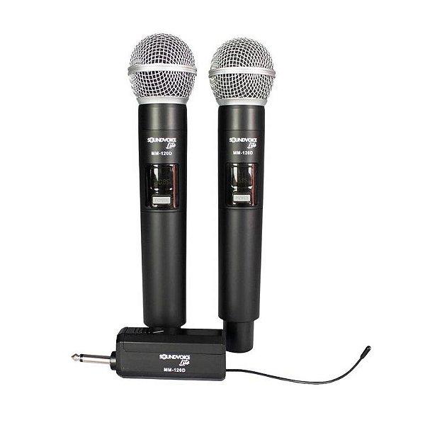 Microfone Sem Fio Duplo MM120D VHF Frequência Fixa - Soundvoice Lite