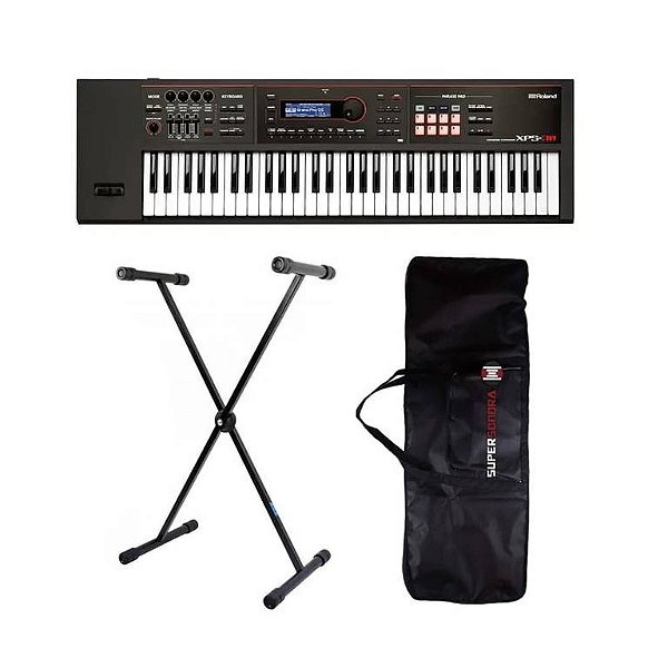 Teclado Sintetizador Roland Profissional XPS-30 Preto - 61 Teclas + Suporte Em X + Capa