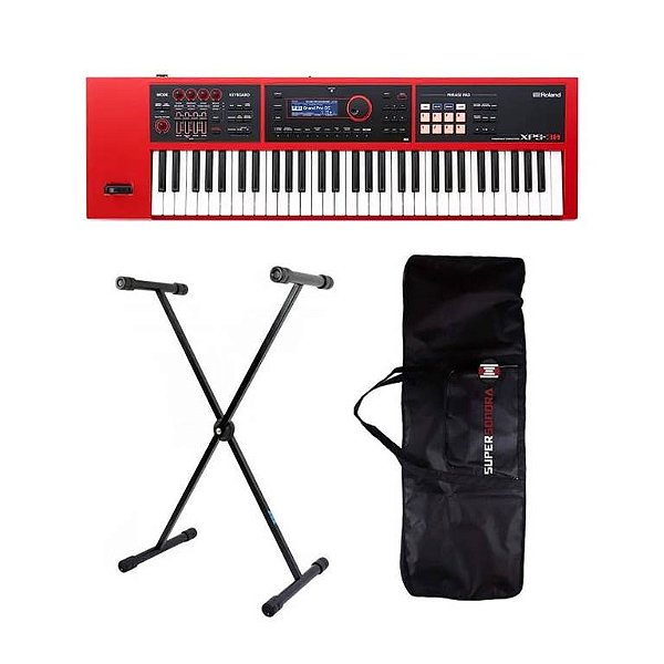 Teclado Sintetizador Roland Profissional XPS-30 Vermelho - 61 Teclas + Suporte Em X + Capa