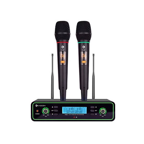 Microfone Sem Fio Duplo UHF Kadosh K422M