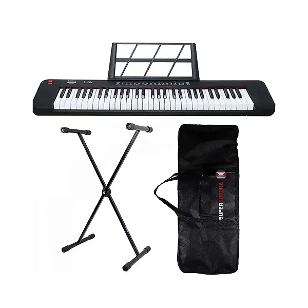 Teclado Musical Waldman ClassTone WTS-100 Preto + Suporte Em X + Capa