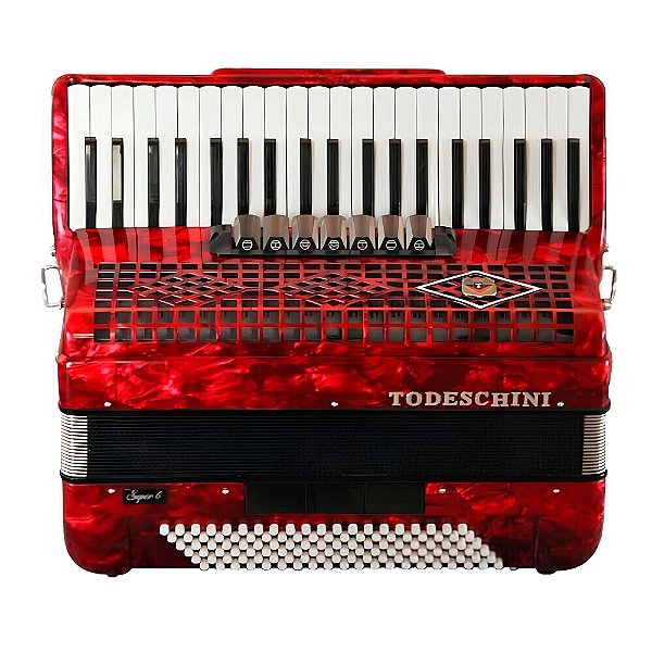 Gaita Acordeon 120 Baixos Todeschini Vermelho 41 Teclas com Bag