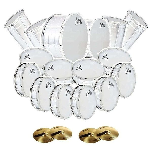 Kit Fanfarra Banda Escolar 16 Instrumentos de Percussão Alumínio + Brinde