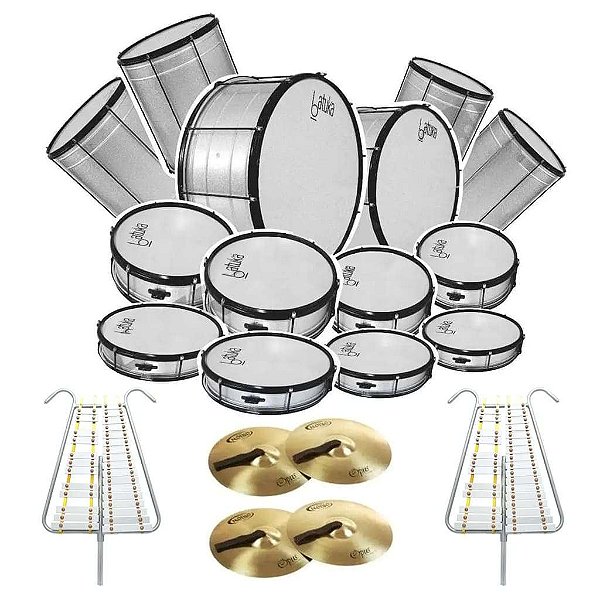Kit Fanfarra Banda Escolar 18 Instrumentos de Percussão + Brinde
