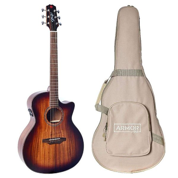 Violão Seizi Mirai Supreme RYU Tampo Sólido - Elétrico com Efeitos KOA + Bag