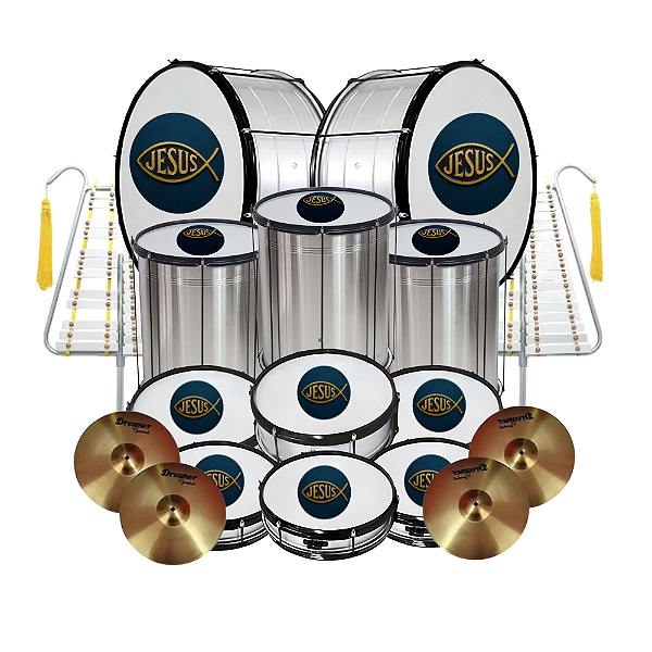 Kit Fanfarra Igreja Evangélica 15 Instrumentos + Brinde