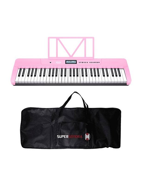 Teclado Musical Waldman WTS-300 Rosa 61 Teclas + Capa