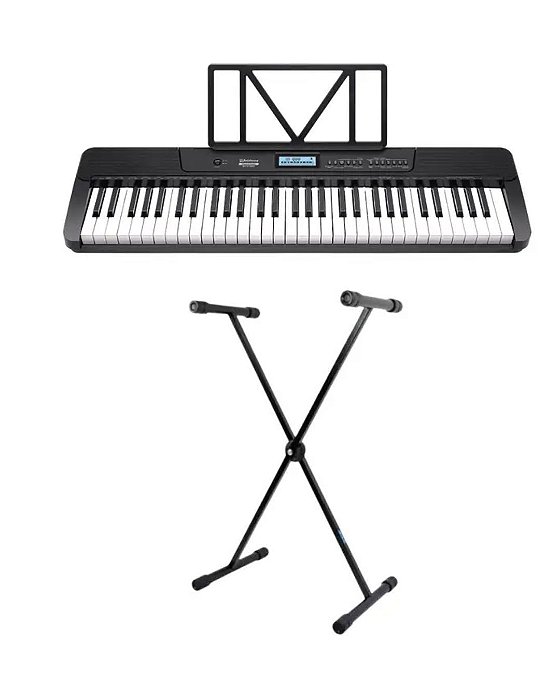 Teclado Musical Waldman WTS-300 Preto - 61 Teclas + Suporte em X