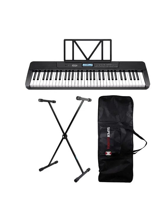 Teclado Musical Waldman WTS-300 Teclas Sensitivas + Capa Teclado + Suporte em X