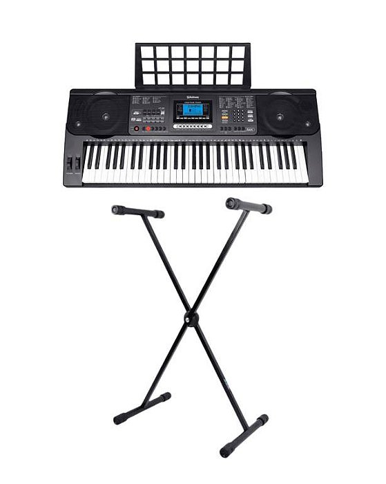 Teclado Musical Waldman CTT-800 Preto + Suporte em X