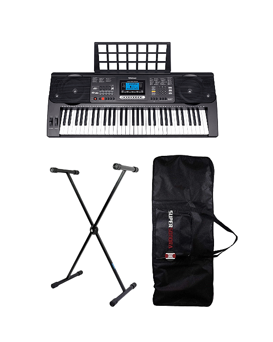 Teclado Musical Waldman CTT-800 Preto + Capa + Suporte em X
