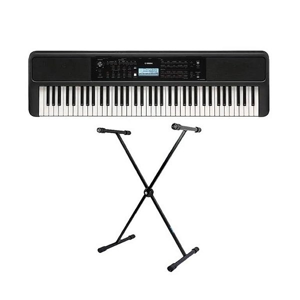 Teclado Yamaha PSR-EW320 Portátil Preto + Suporte Em X