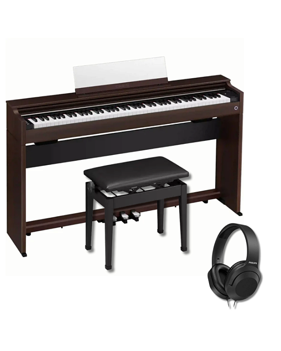 Piano Digital Casio Celviano AP-S200 Marrom com 88 Teclas + Banqueta Casio + Fone de ouvido