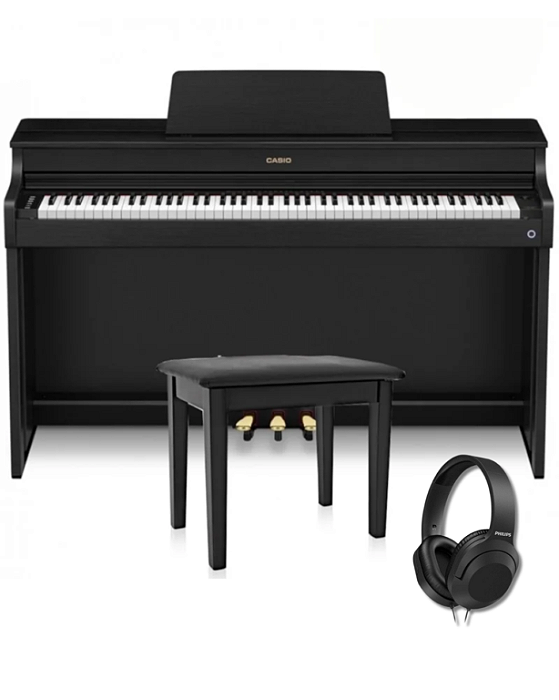 Piano Digital Casio Celviano AP-300 Preto com 88 Teclas + Banqueta + Fone de Ouvido