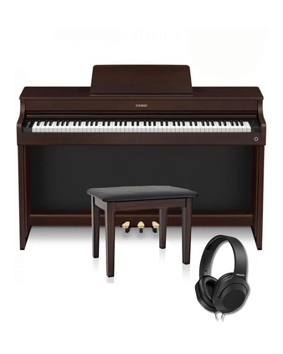 Piano Digital Casio Celviano AP-300 Marrom com 88 Teclas + Banqueta + Fone
