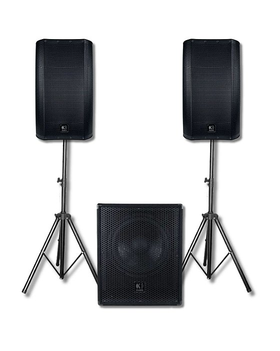 Caixas de Som Amplificada K-Audio - Subwoofer 15" SW415A + 2 Caixas Ativas 12" TP12A – 1200WRMS total