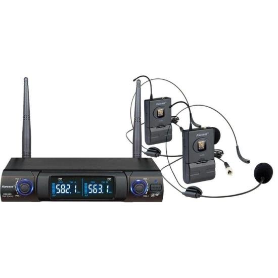 Microfone Sem Fio Headset Duplo Karsect KS248DH Preto