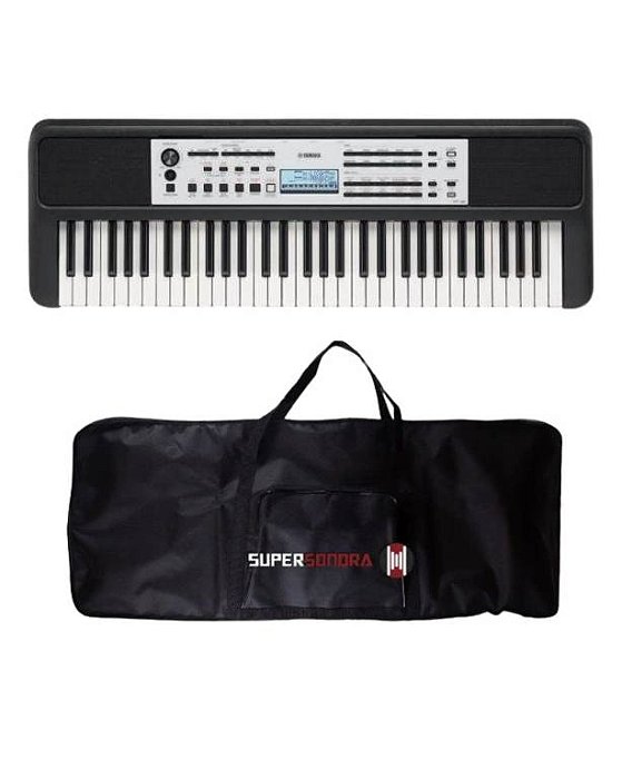 Kit Teclado Yamaha YPT-380 Portátil Preto + Capa