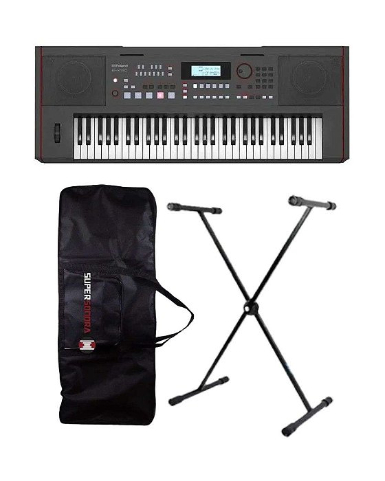 Kit Teclado Roland E-X50 61 Teclas + Suporte em X + Capa