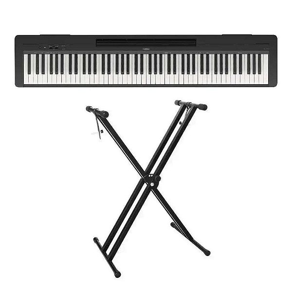 Piano Digital Yamaha Bluetooth P-145 - 88 Teclas GHC Toque Realista + Suporte em X