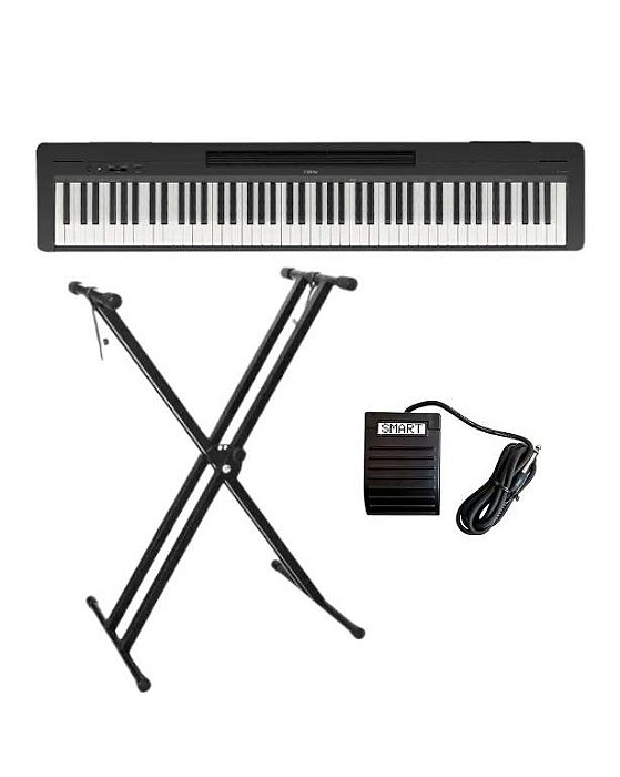 Piano Digital Yamaha P-145 Bluetooth - 88 Teclas GHC Toque Realista + Suporte em X + Pedal Sustein