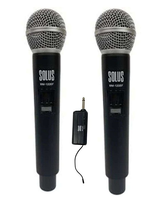 Microfone Sem Fio Duplo Solus MM120D preto