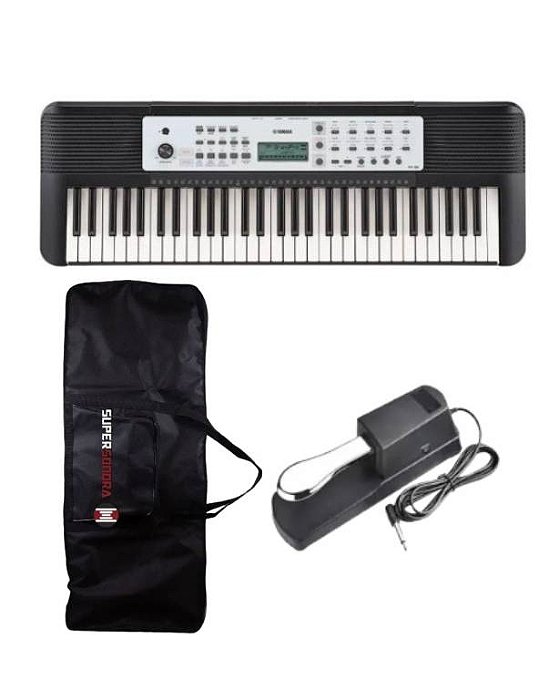 Kit Teclado Yamaha YPT-280 Portátil Preto + Capa + Pedal sutein