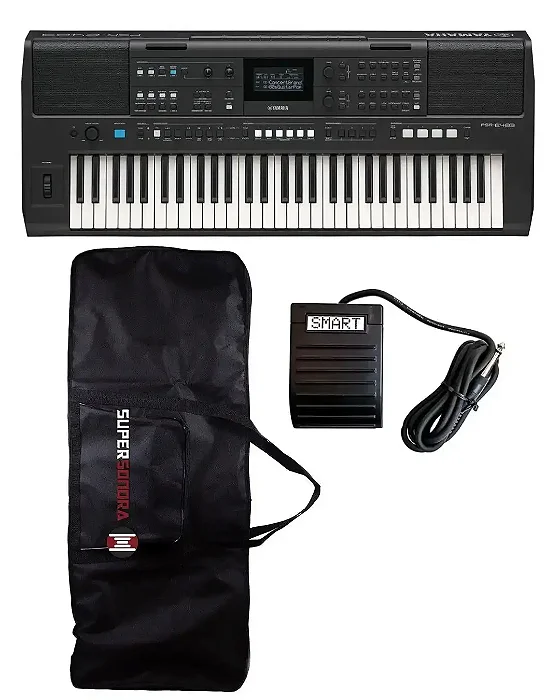 Kit Teclado Yamaha PSR-E483 + Capa + Pedal Sustain
