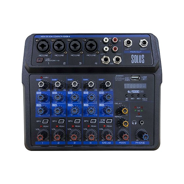 Mesa de Som Compacta Solus Click 6 Canais