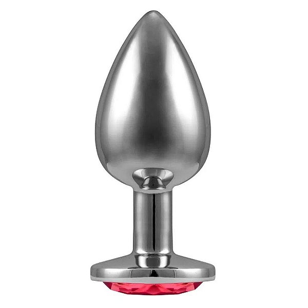 Plug Anal de Metal Cônico com Cristal Arredondado Tamanho P