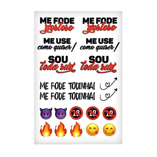 Cartela De Tattoo Me Fode Gostoso Sedux