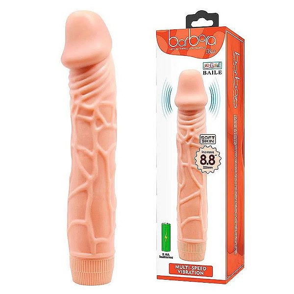 Prótese Peniana Baile Barbara Com Vibro 22,5x4,5cm - Sexy Import