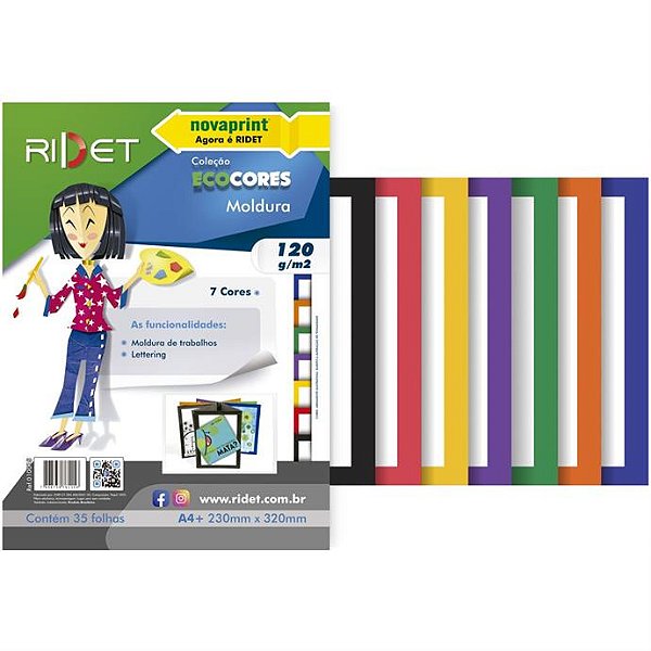 Papel Criativo Moldura 120g 7 cores c/ 35 fls