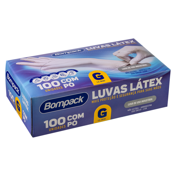 Luva de Látex c/ pó (G) c/ 100un.