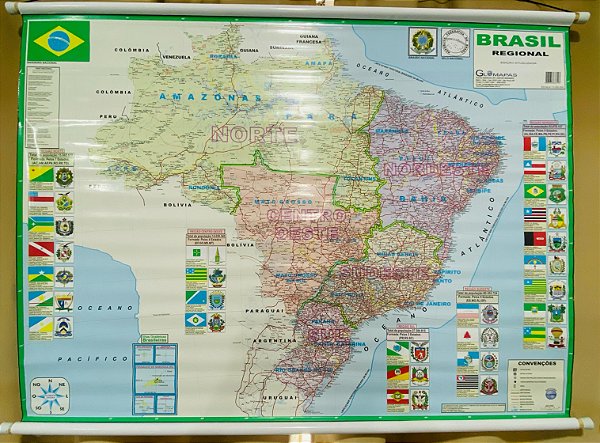 Mapa de Brasil Regional 120x90cm - unid.